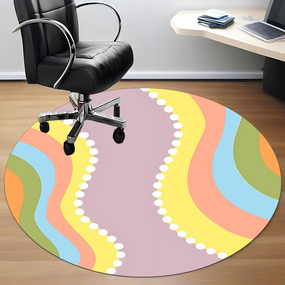 1pc Pastel Waves Office Round Area Rug, Indoor Mat Suitable For Office, Under Office Chairs Bedroom Living Room Home Decor, Room Deco 138