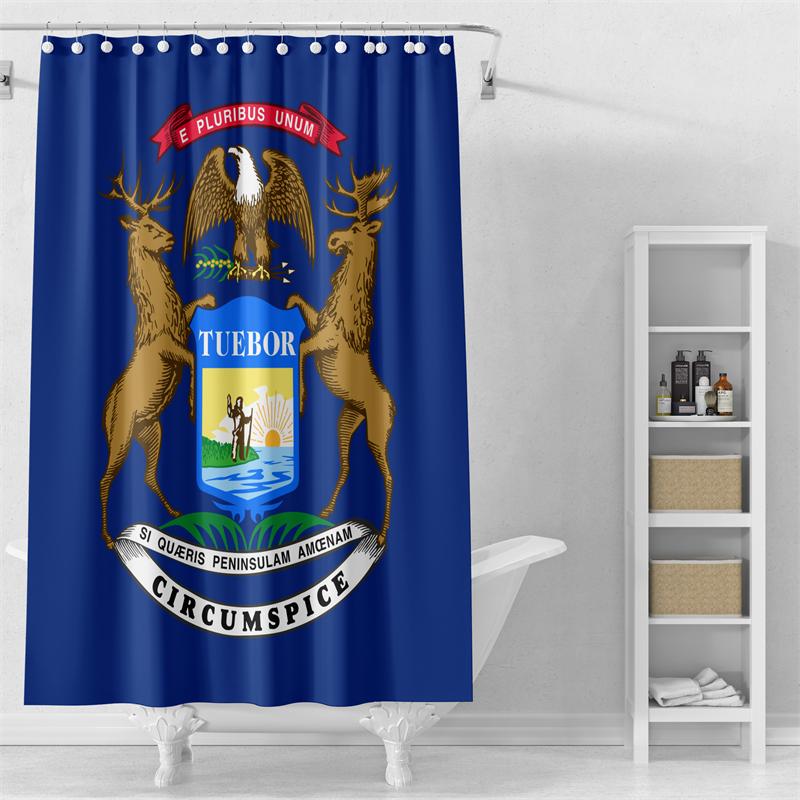 

Gaslight Gatekeep Michigan Shower Curtain Set With Grommets And Hooks For Bathroom Decor W60H190(CM)-1 Pcs