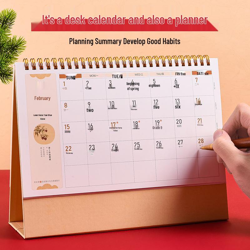 2026 Year of the Horse Retro Chinese Desk Calendar - Customizable Advertisement Gift & Monthly Desktop Ornament