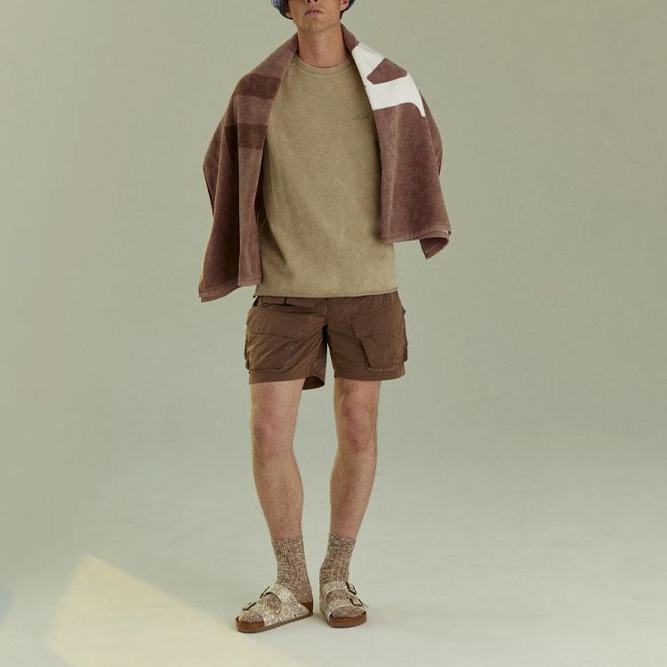 Kith Ensfarget Logo Rund Hals Kort Ermet T-skjorte Unisex Topper Khaki KH030095-207