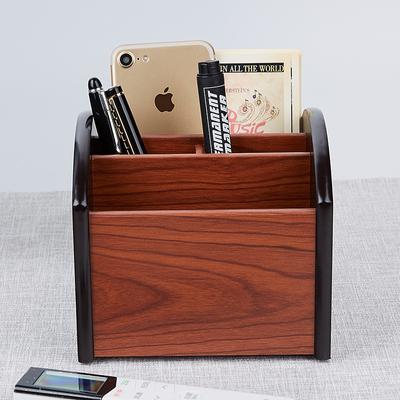Wooden Desktop Organizer with Creative Design, Multi-Purpose Storage Box for Home Office Stationery