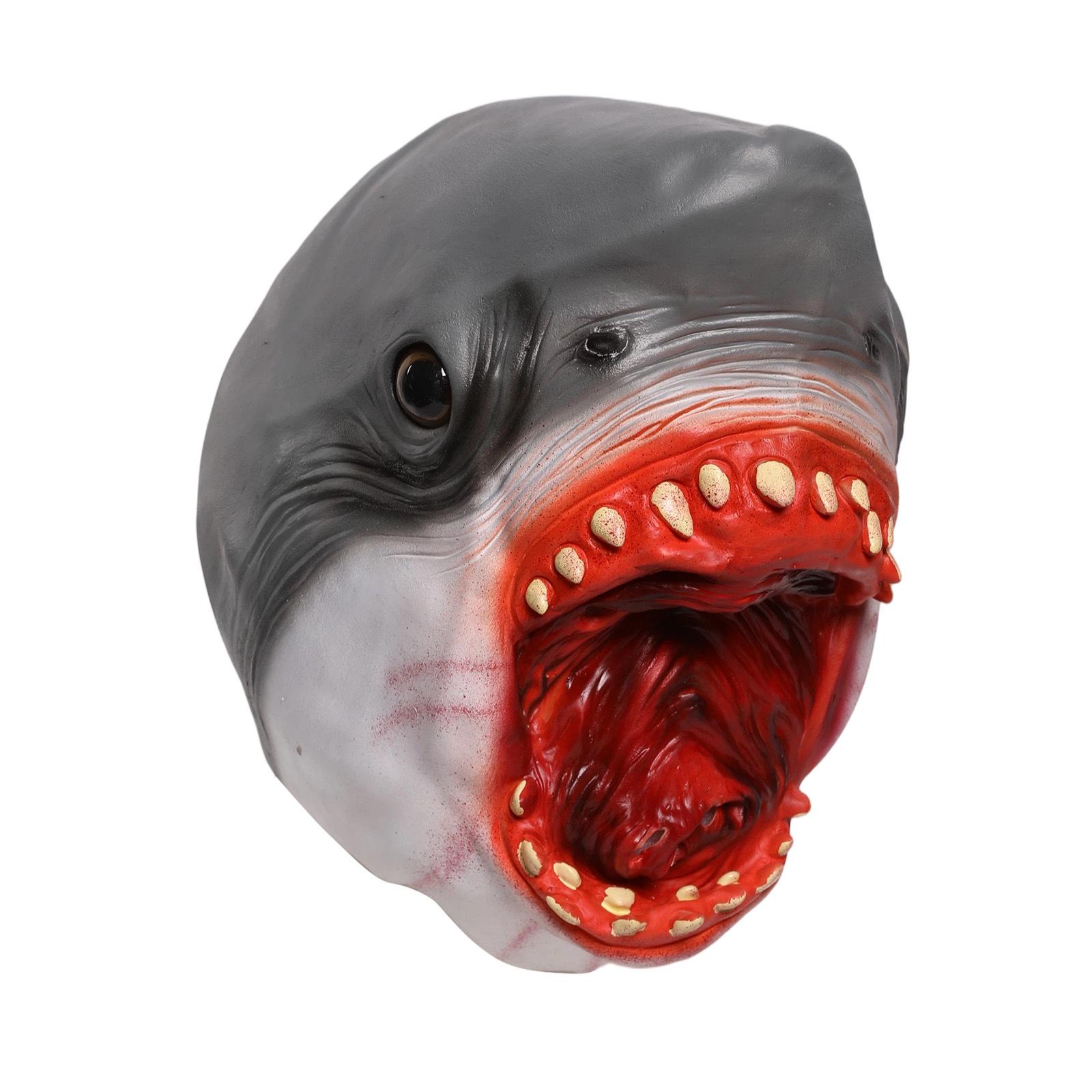 Halloween Megalodon Shark Latex Headgear Mask - Scary Animal Cosplay