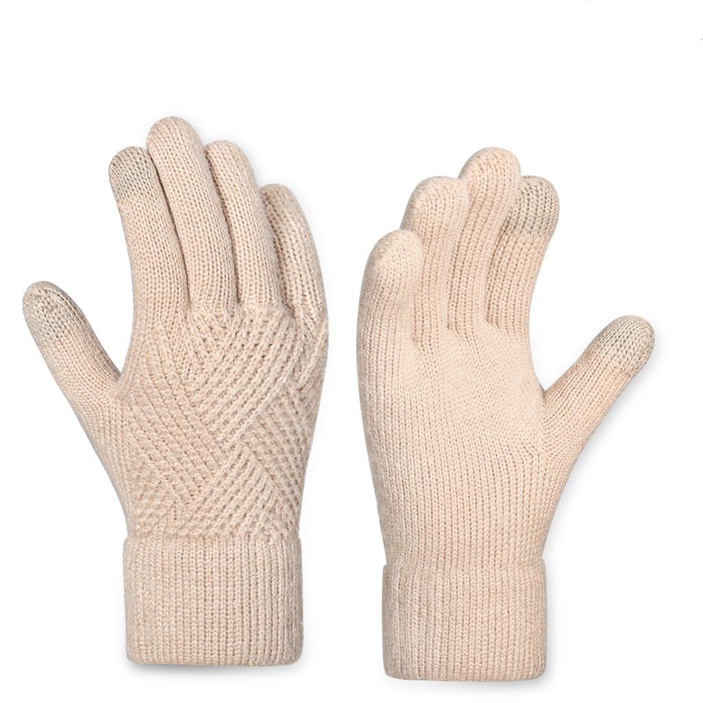 Ladies' Warm Knitted Gloves, Cycling Cold Resistant Double Layer Gloves