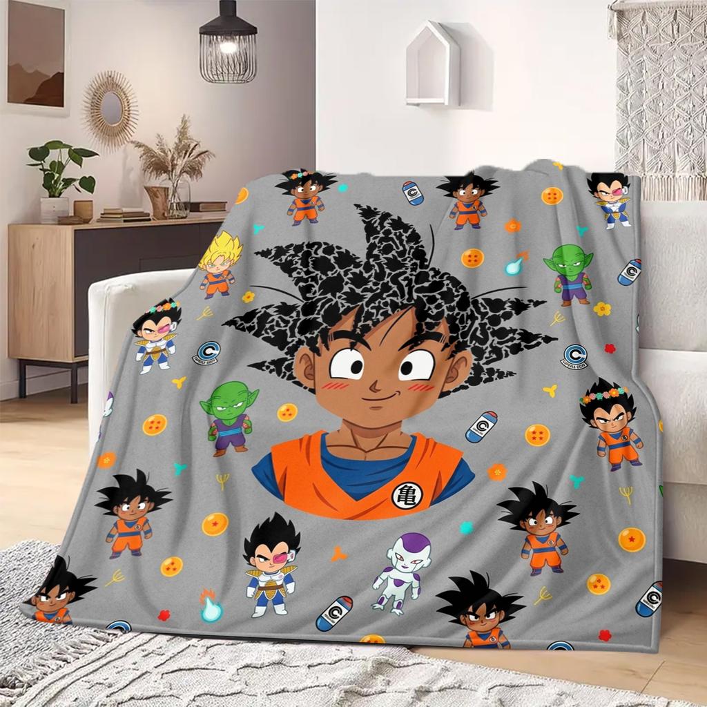 Dragon Ball Son Goku Printed Flannel Blanket - Warm Comfortable, For Bedrooms, Sofas, Beds, Chairs, Picnics, Travel -HE6