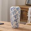 Blue White Porcelain Vase, Neo-Chinese Retro Table Decor for Living Room, Hydroponic Willow Branch Planter