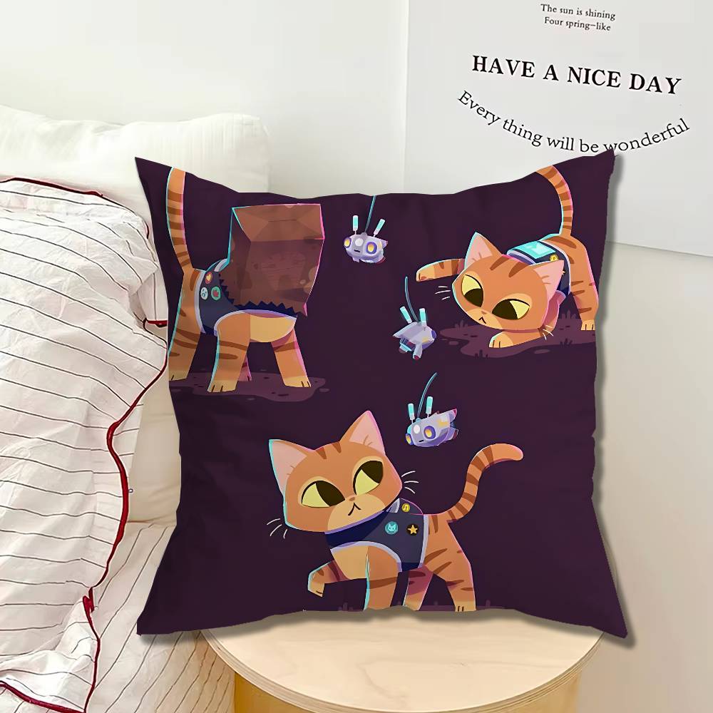 Game Orange Stray cat Single Throw Pillow Case Cover Sofa Cushion Home Room Decor