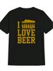 Casual Graphic T-shirt - I LOVE BEER Yellow Beer Bottle Print Black Tee