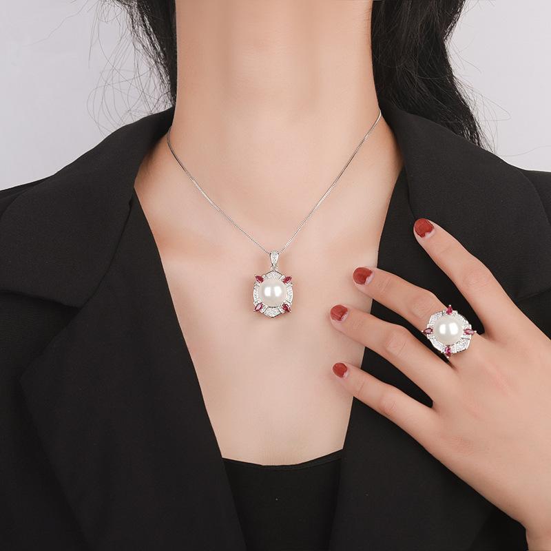 Jewelry Copper Bottom Gold-Plated Inlaid Fritillary Pearl Pearl Set Female 14Mm