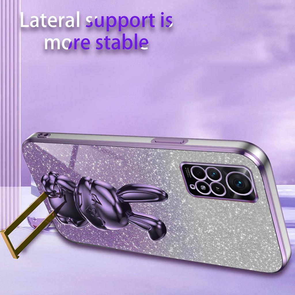 For Xiaomi Redmi Note 11E Pro 5G Pull-out Kickstand Phone Cover Electroplating Rabbit Case