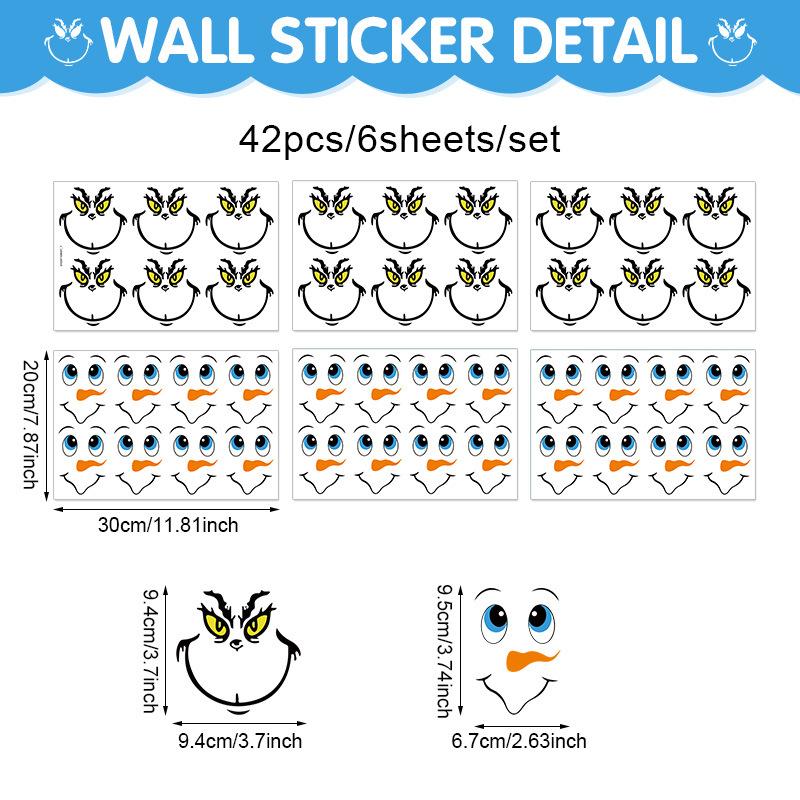 Wall Sticker Christmas Wall Sticker Emoji Sticker Cute Cartoon Snowman Refrigerator Sticker Window Sticker Cup Sticker Wallpaper