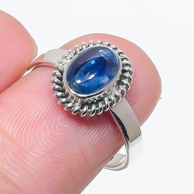 Natural Blue Kyanite Gemstone Handmade 925 Solid Silver Jewelry Ring Size 8 r9Q02