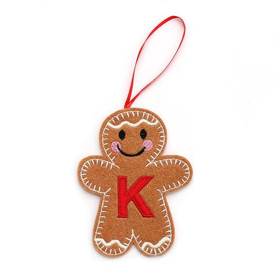 Gingerbread Man Ornaments Initial Alphabet Monogram Gingerbread Hanging Ornament Family Name Letter Xmas Tree Decor