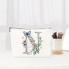 Letter Floral Pattern Zipper Cosmetic Bag Portable Travel Makeup Pouch Multifunctional Toiletry Wash Storage Bag for Women Daily Vacation Organizer