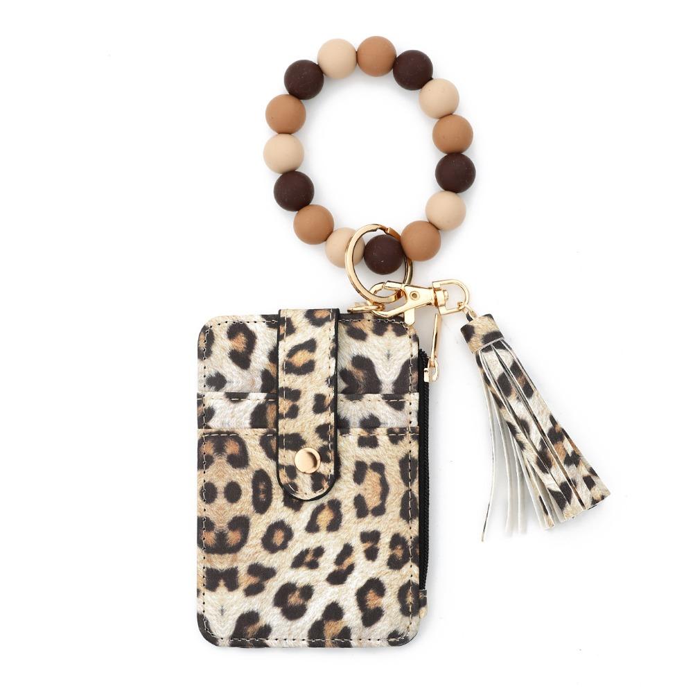Faux Leather Card Holder Bracelet Keychain Bohemian Style Wristband Card Case Keyring  Everyday Use