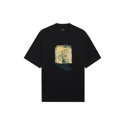 Li Ning X Disney Collaboration Sports Lifestyle Series Cartoon Letter Round Neck Pullover Short Sleeve T-Shirt Men T-Shirts Black AHSS255-4