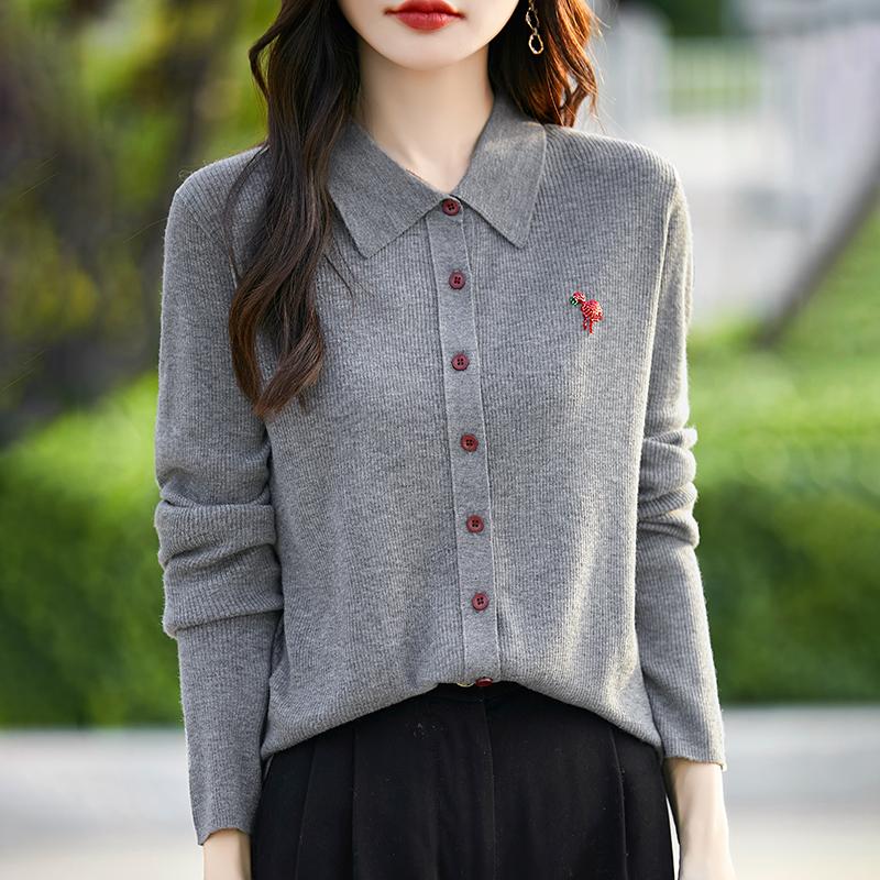 

Женский кашемировый кардиган Qinghe кашемир 50% шерсть 50% шелк Женский осенне-зимний кашемировый кардиган мягкий и теплый XL серый