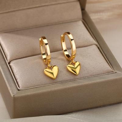 Heart Earrings For Women Vintage Gold Color Heart Drop Earring Wedding Valentine Jewelry Gift