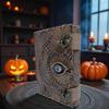 Handmade Leather Spellbook Journal with Evil Eye Design | 5x7” Deckle Edge Paper | 200 Pages | Vintage Horror Grimoire Notebook