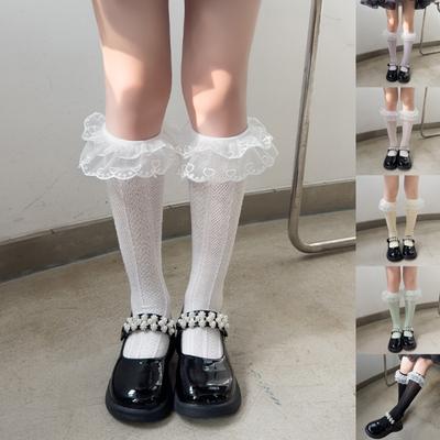 Mode Spitze Wadenstrümpfe Socken Atmungsaktive Lockere Socken für Mädchen Schleife Hohe Stiefelsocken Lange Kniehohe Strümpfe