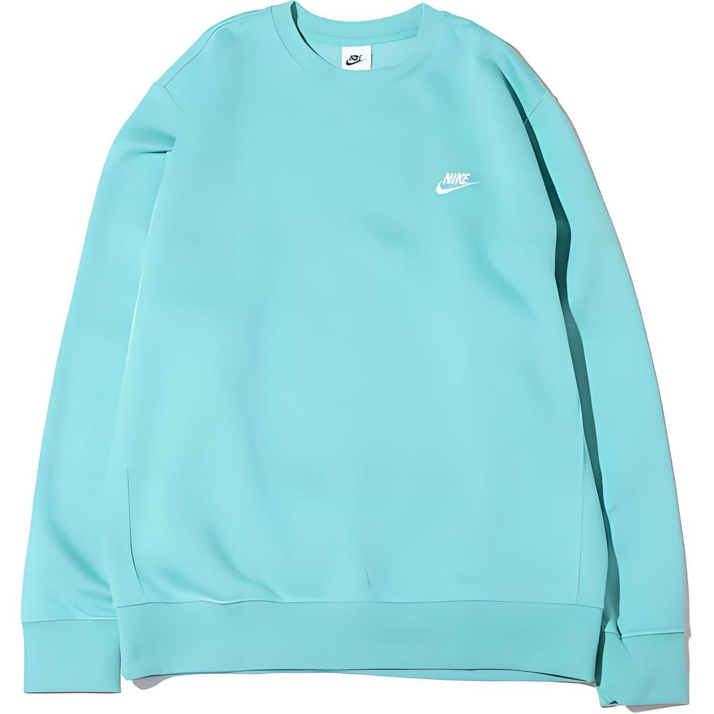 Nike Solid Color Letter Embroidered Crew Neck Pullover Long Sleeve Sweatshirt Unisex sweatshirt Light-Blue BV2663-392