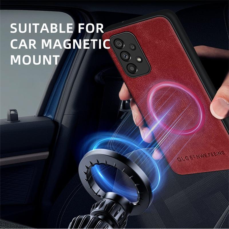Magnetic Wireless Charge Leather Phone Case for Samsung Galaxy A53 A14 A33 A23 A13 A52 A52S A32 A22 A71 A51 Soft Bumper Cover