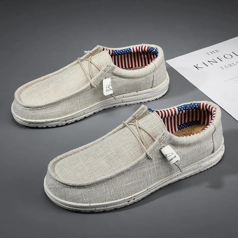 Men Shoes Casual Canvas Loafers Shoes Light Breathable Flats Leisure Male Vulcanized Shoes Walking Sneakers Plus Size 39-46