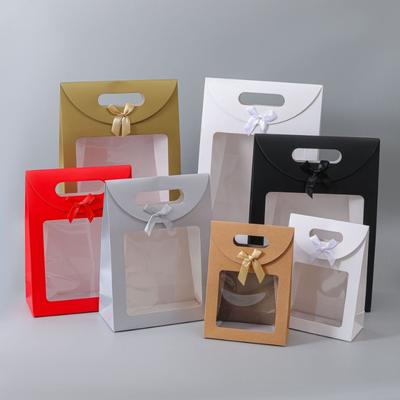 20pcs Gift Box with Clear Window Wedding Favors Birthday Party Candy Snack Biscuit Packaging Bag Golden Flip Up Bow Tote Flip Up Bow Tote Case