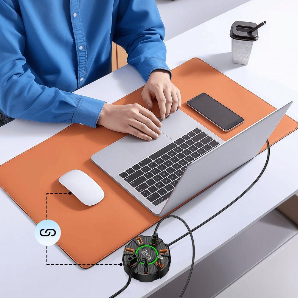 RGB Backlight USB 2.0 Hub Extend Multi Splitter Adapter Mouse Keyobard Printer