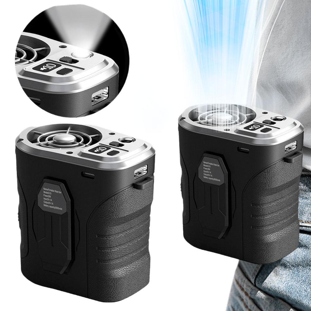 

USB Cooling Waist Fan Multifunctional Waist Clip Fan Hanging Cooling Fan 5 Speed with LED Light for Traveling Fishing Camping CHINA