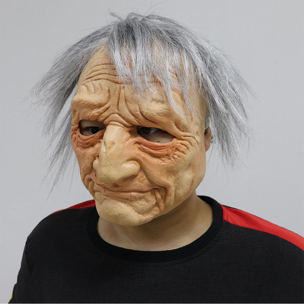 Scary Old Man Mask Realistic Wrinkle Face For Halloween Cosplay Party Props