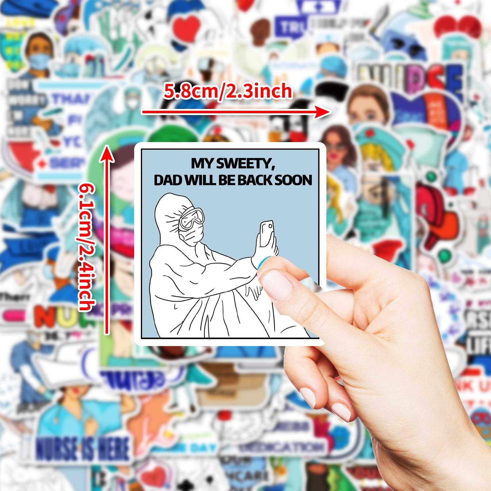 100 Medical Care Theme Pp Waterproof Stickers Professional Doctor Nurse Graffiti Stickers