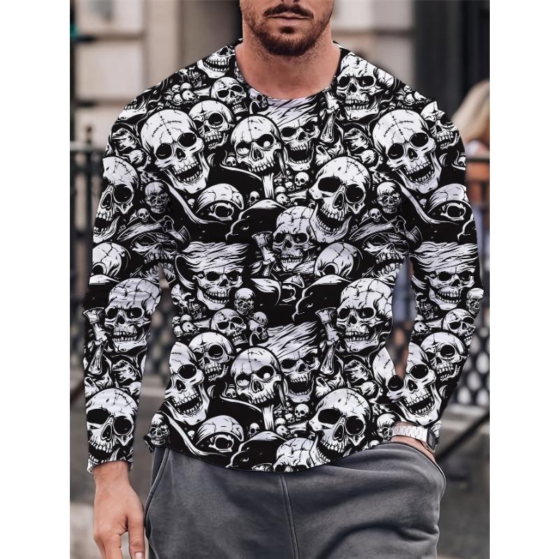 Fashion Pattern Printed T-shirt for Men and Women in Spring and Autumn Casual Outdoor Long Sleeved T-shirt Top Street Clothing