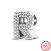 925 Sterling copper Clear Zircon Sparkling 26 A-Z Letters Alphabet DIY Name Beads Fit Original Pantaro Charms Bracelet Zircon