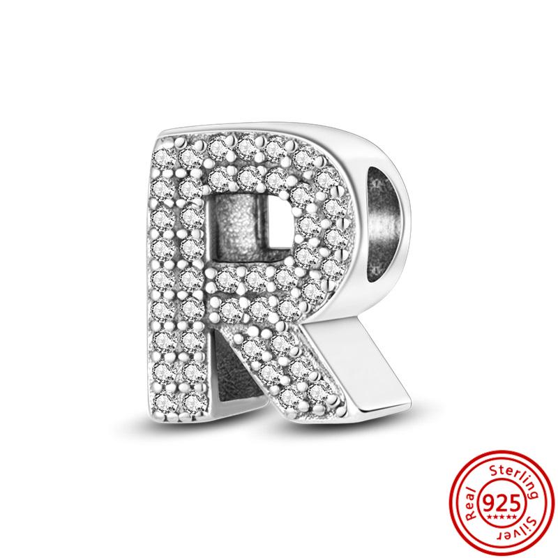 925 Sterlingová měď Čirý zirkon Třpytivé 26 písmen abecedy A-Z DIY Korálky na jméno Vhodné pro originální náramek s přívěsky Pantaro Zirkon