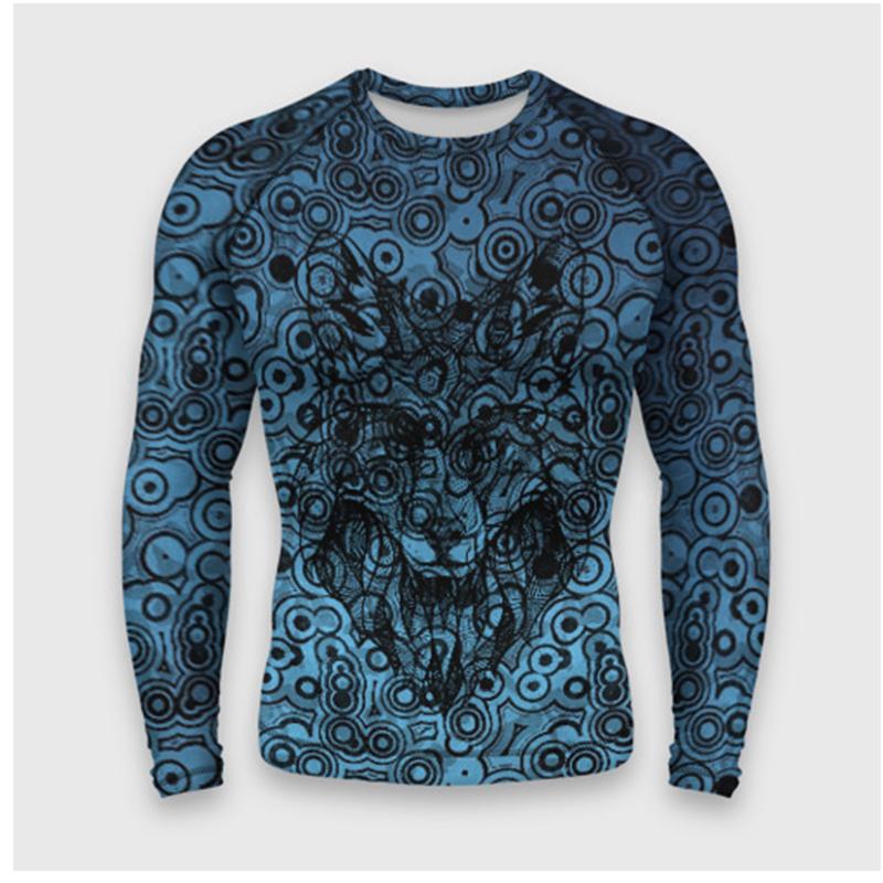 Spring and Autumn Round Neck 3D Artistic Pattern Printed Top Fashionable Casual Long Sleeved Men's T-shirts