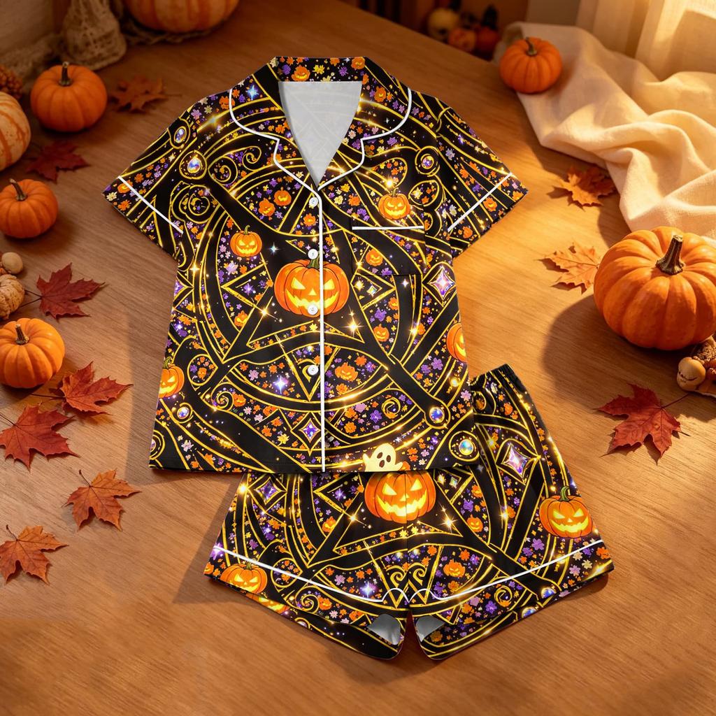 Women's Halloween Print Pajama Set 2 Piece Casual Comfortable Sleepwear