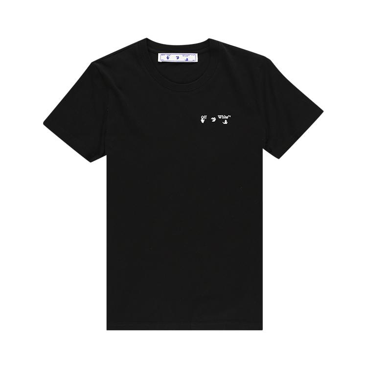 

Off-White Футболка с логотипом, черно-белые женские топы OWAA049E20JER0011001 S