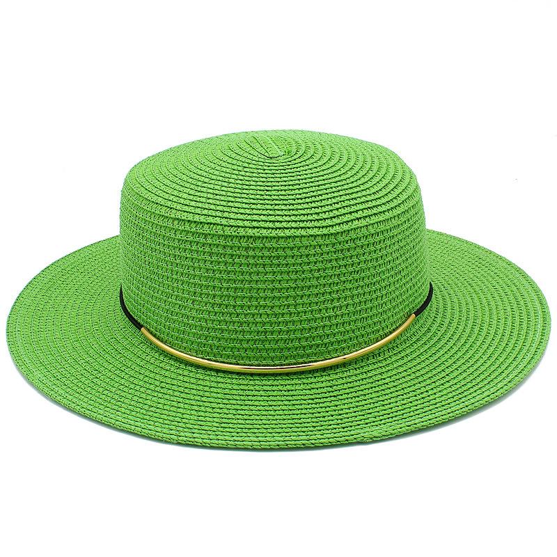 High quality Panama straw hat women's flat top visor spring and summer outing beach hat straw gentleman's hat