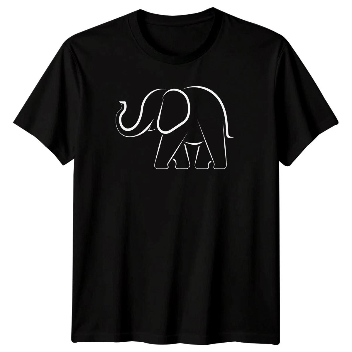 Elephant Outline Elephants Animals Mens T-shirt Wildlife Graphic Tee 3XL