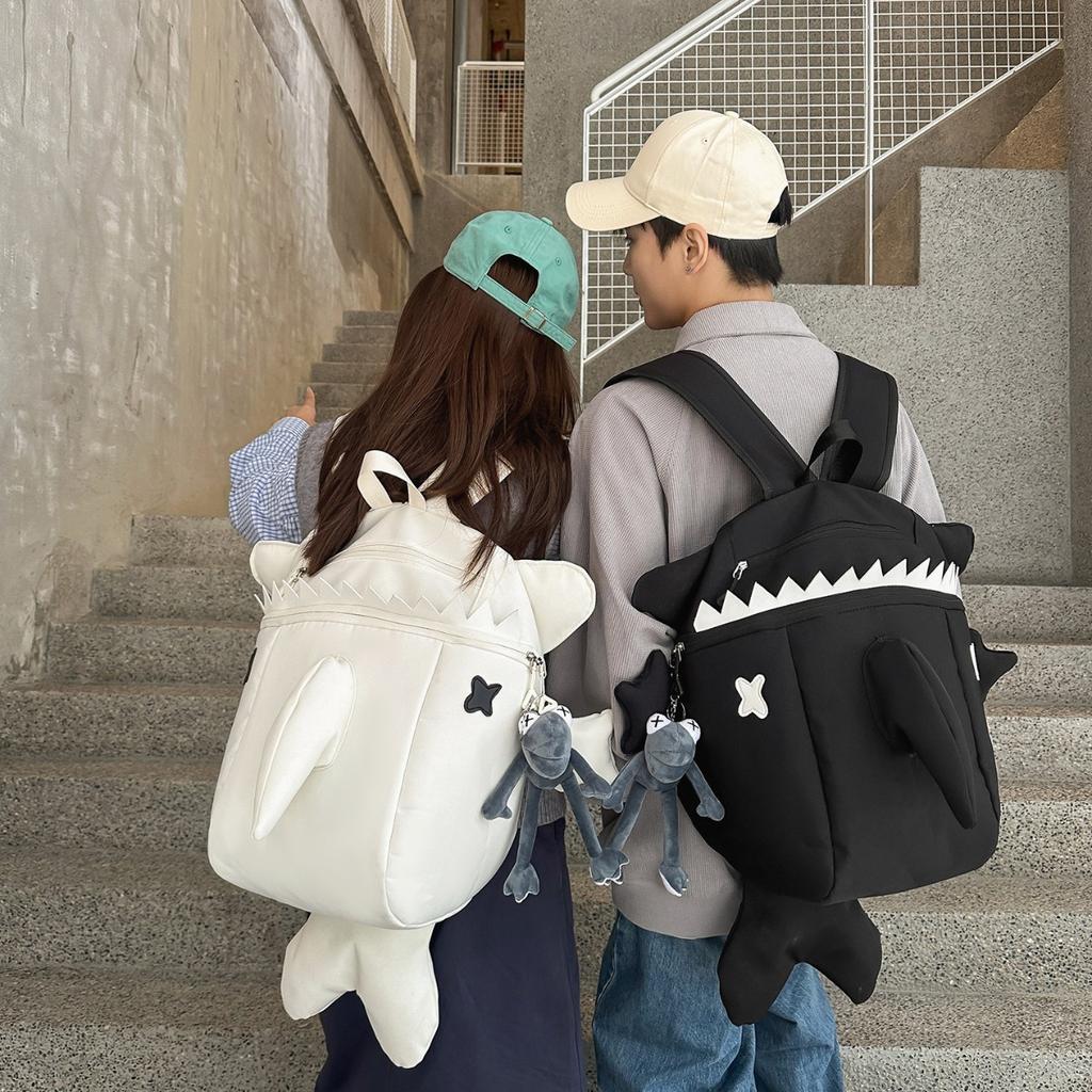 Schoolbag Personalized Shark Backpack Men's and Women's Trend Brand Cartoon Cute Large Capacity College Student School Bag Outdoor Mountaineering