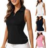 Chaleco de golf para mujer Slim Fit Top Cremallera Escote Tanque Solapa Sin mangas Color sólido Racerback Deporte