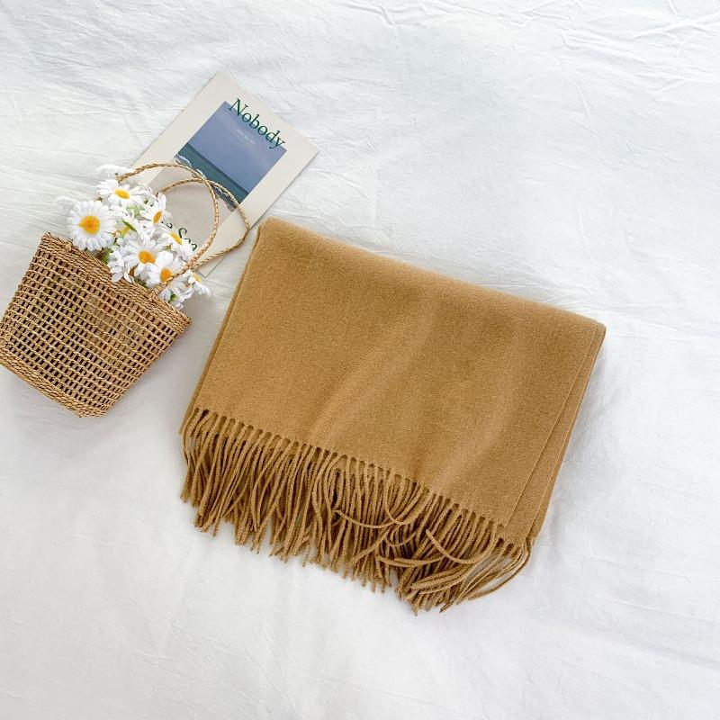 Mary 300g imitation cashmere tassel scarf women's winter solid color thickened warm shawl Japanese scarf