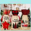 Creative Nordic Christmas Red Flower Burlap Wine Bag For Holiday Celebration Gifts