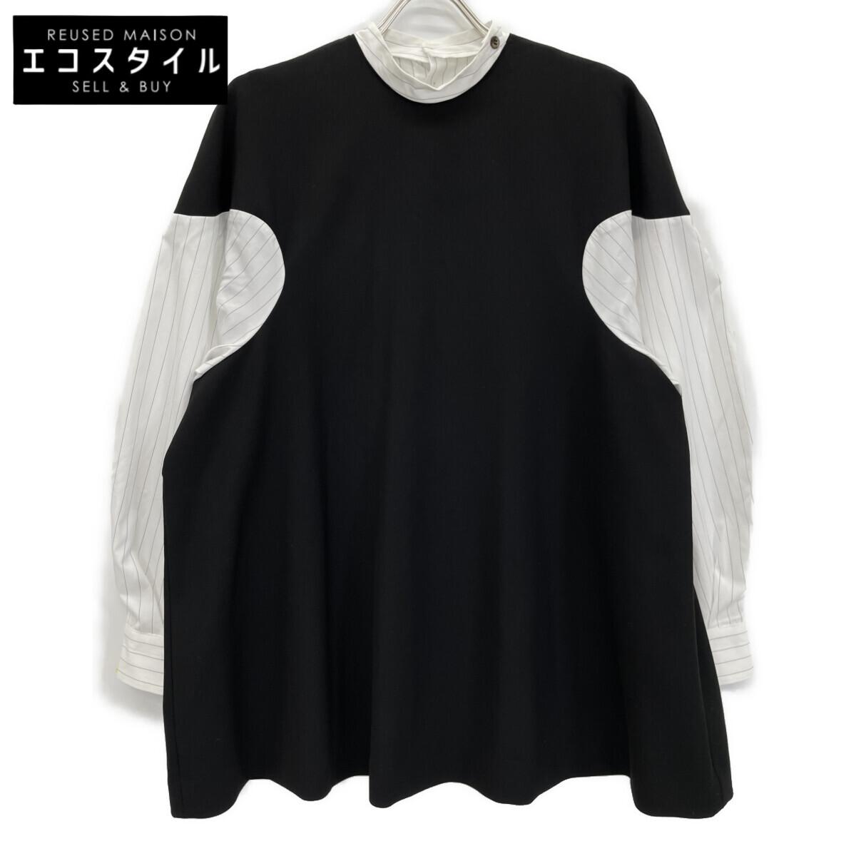 

ENFOLD 22AW Black COMBI PULLOVER Double Cross Combi Pullover Shirt tops 38 blackUsed