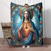 1PC Virgin Mary with Sacred Heart Print Blanket Warm Soft Fluffy Kids and Adult Sofa Bed Throw Blanket Outdoor Travel Camping RV