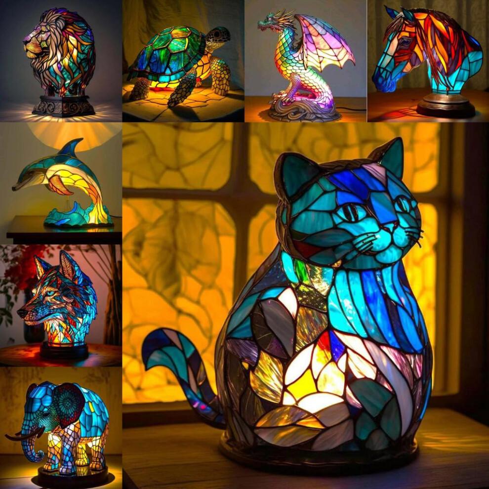 (Sea Turtle)Bebetter Flat Metal Tabletop Decoration Home Animals Table Lamp Supplies Series