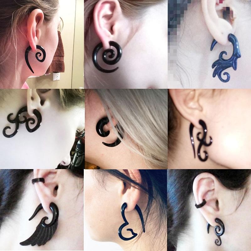 1 Pair Gothic Creative Black-color Acrylic Earrings For Women Men Punk Hip Hop Party Jewelry
