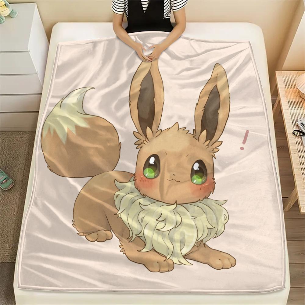 Eevee Muster Flanelldecke, Hohe Qualität, Bequem für Alle Jahreszeiten, Heimdekoration, Wärme und Komfort, Perfekt für Geschenke.