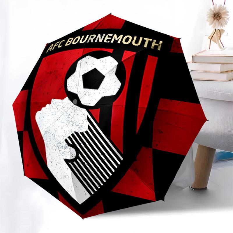 AFC Bournemouth, Football Crest Automatic Opening and Closing, 8 Rib Structure Portable Umbrella, Suitable for Men and Women In All Seasons