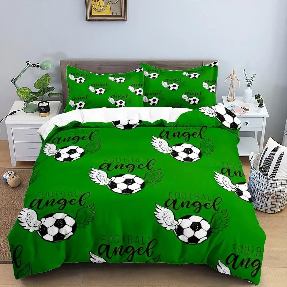 Fotball Dynetrekk King Size Enkelt Svart Hvit Dynetrekk 3D Fotball Sport for Barn Gutter Jenter Polyester Sengesett